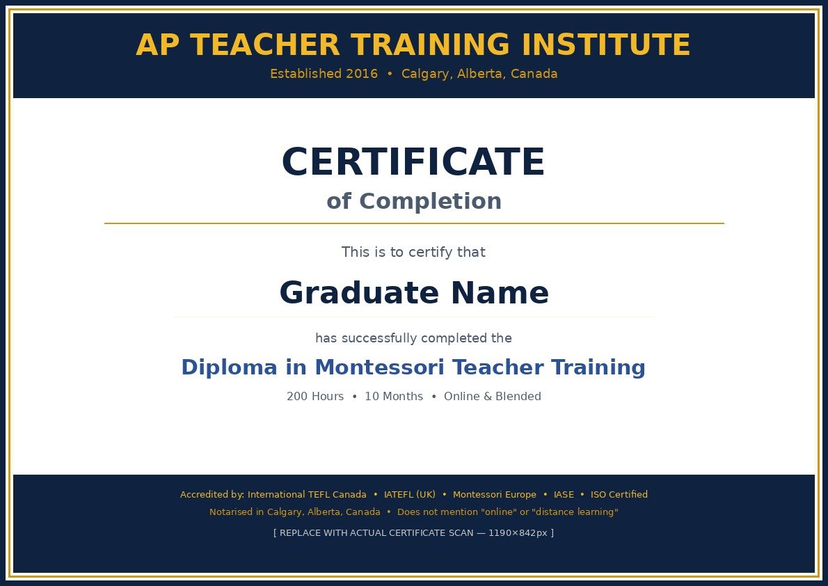 Sample APTTI Certificate - Notarised from Canada